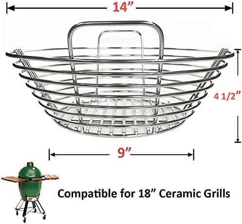 Lump Charcoal Fire Basket with Divider Stainless Steel Grill Ash Baskets Fits 18" Big Green Egg Accessories, Kamado Joe Classic Large Green Egg Basket Replacement - Image 2