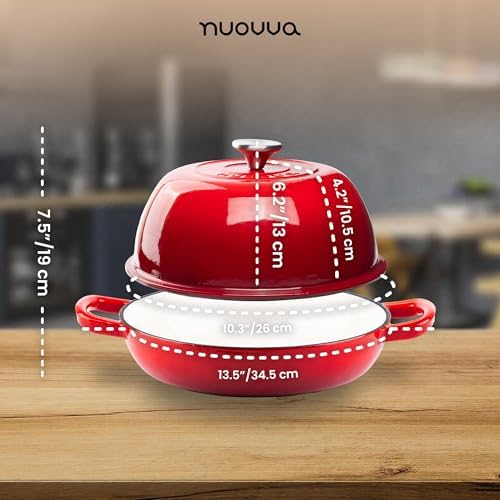 Enamelled Cast Iron Dutch Oven Pot – Dutch Oven For Sourdough Bread Baking – Cast Iron Bread Pot – Red, 6 Quarts, 26cm – by Nuovva - Image 2