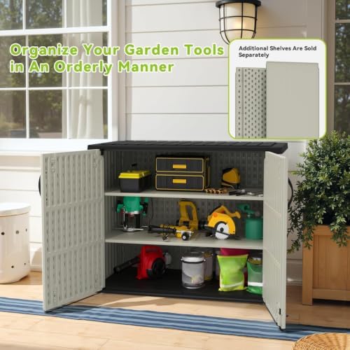 Devoko 26 Cu Ft Resin Outdoor Storage Cabinet, Plastic Horizontal Shed - Image 4
