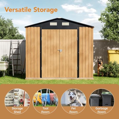 Panovue 8x10 FT Outdoor Metal Storage Shed (NO Frame Floor & Wood Panels) - Image 3