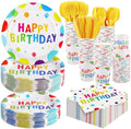Kochorie 400 Pieces Happy Birthday Party Decorations Including Disposable Paper Plates Cups Napkins Tableware Sets Serves 50 for Birthday Party Supplies by Kochorie