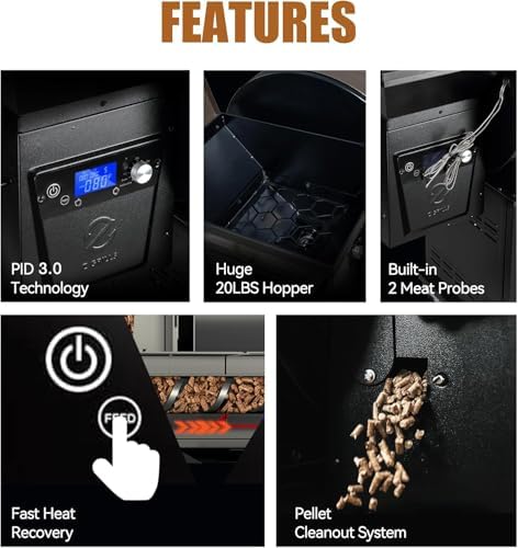 Z GRILLS 2025 Electric Pellet Grill & Smoker, 700 sq in Cooking Area, Dual-Wall Insulation, PID V2.1 Controller, Meat Probes, Easy Hopper Clean-out, Includes Grill Cover, 8 in 1 Outdoor BBQ, 700D6 - Image 2
