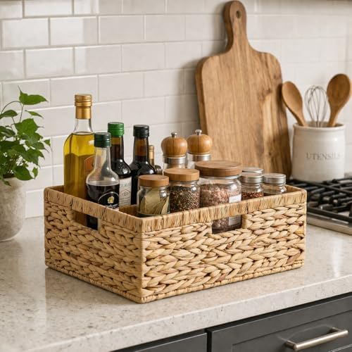Large Wicker Basket, Water Hyacinth Wicker Storage Basket for Organizing - Image 5