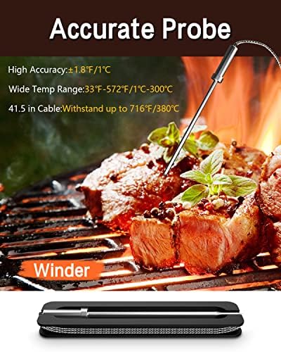 BFOUR Meat Thermometer Wireless Bluetooth, LCD Digital Meat Thermometer with Dual Probe, Wireless Remote BBQ Thermometer for Smoker Kitchen Cooking Grill Thermometer for Grilling BBQ Oven - Image 6