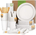 Gezond 350pcs Compostable Plates Set Heavy-duty Disposable Plates Utensils by Gezond%C2%AE