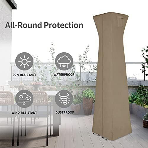 Easy-Going Pyramid Torch Patio Heater Cover, 90"H x 23"L x 23"W, Camel - Image 7