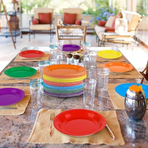 Breroa 144 Pcs Rainbow Paper Plates 7 Inch Bulk Rainbow Plates Disposable - Image 6