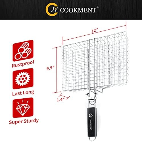 Grill Basket Stainless Steel with Portable Removable Handle Grilling Basket - Image 2