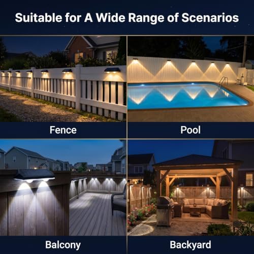 AUDLES Solar Fence Lights Outdoor, 3 Modes Warm/Neutral/Cool White Fence Lights Solar Powered for Outside, IP65 Waterproof, 60 Lumens Solar Light for Step, Pathway, Garden, Deck, Stairs - 8 Pack - Image 5
