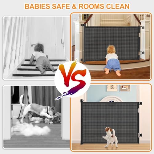 EZIGO 71 Inch Retractable Baby Gates, 41 Inch Extra Tall Retractable Gate - Image 4