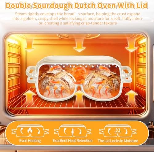 Mini Double Dutch Oven For Sourdough Bread Baking, 2.2QT Enameled Cast Iron - Image 5