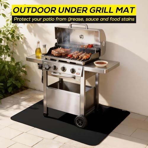 FLASLD Heavy-Duty Under Grill Mat 42inch Square Fire Pit Mat,3 Layers Fireproof Waterproof Grill Pads Protect for Deck,Patio,Outdoor Charcoal,Smokers,Wood Floor,Indoor Black Fireplace Reusable - Image 3