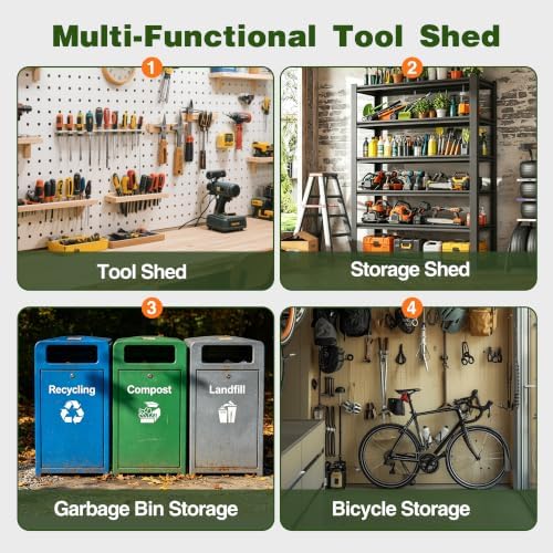 6 x 4 FT Outdoor Storage Shed, Waterproof Metal Garden Tool Shed with Gable Sloped Roof, Lockable Door & Air Vents for Backyard Patio Lawn, White - Image 6