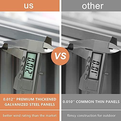 VEIKOU 4' x 4' Outdoor Storage Shed with Thickened Galvanized Steel, Storage Shed with Lockable Door, Air Vents, Metal Shed for Patio Lawn Yard, Grey - Image 4