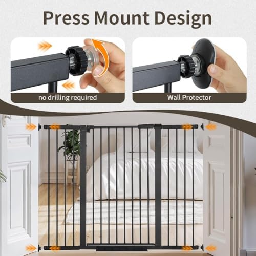 60.2"-65.7" Extra Wide Baby Gate for Doorways Hallways, 30 in Tall Dog Gates with Door No Drill, Auto Close Child Safety Gate for Pet Kid Doggie Cat Proof, Large Long Dog Barrier Indoor House, Black - Image 2