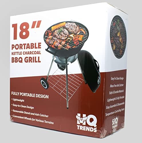 HQ Trends Portable Kettle Charcoal BBQ Grill with Wheels 18-Inch Red - Image 2