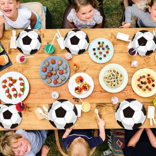 gisgfim 48 PCS Soccer Plates Party Decorations Paper Plates 9 Inch and 7 Inch, Soccer Theme Party Supplies Disposable Dessert Dinner Tableware for Soccer Birthday Party - Image 4