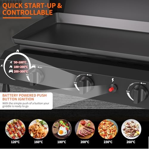 SKOK 4 Burner Gas Griddle with Hood- 30 Inch Outdoor Propane Griddle-60000 BTU Propane Fuelled, Portable Flat Top Gas Grill Camping Griddle with Lid for Kitchen, Outdoor BBQ, Camping - Image 4