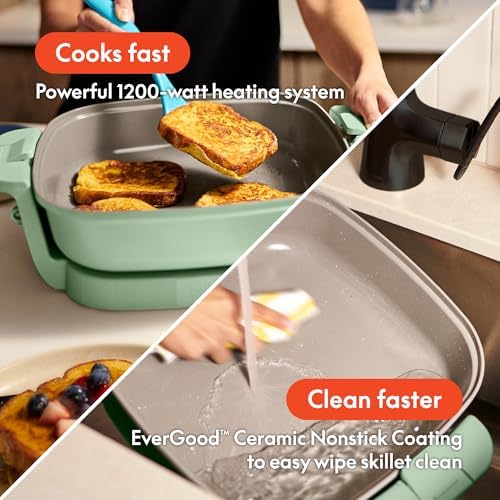 bella Fits-Anywhere™ SAUTE Make & Take Skillet, Non-Toxic Ceramic, Seaglass - Image 4