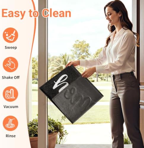 StepLively Door Mat Indoor Outdoor Welcome Mat for Entrance, 32x20in Black - Image 5