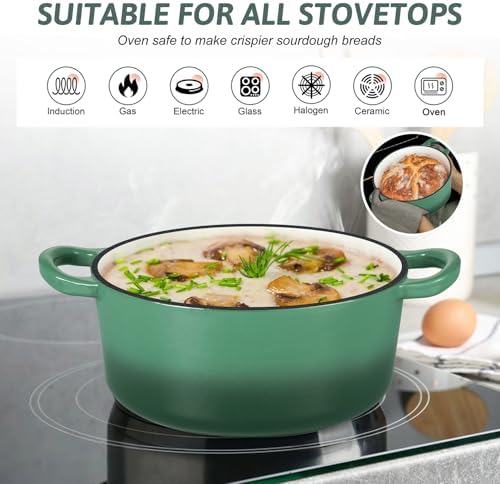 TeamFar Enameled Cast Iron Dutch Oven - 3QT Small Dutch Oven Pot with Lid - Image 4
