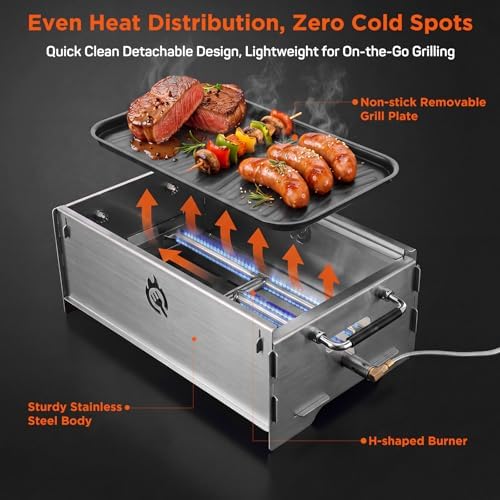 Stainless Steel Portable Tabletop Charcoal Grill, Foldable Camping Grill - Image 4