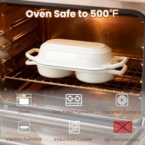 YONILL Mini Double Dutch Oven with Lid for Sourdough Bread Baking (White) - Image 6