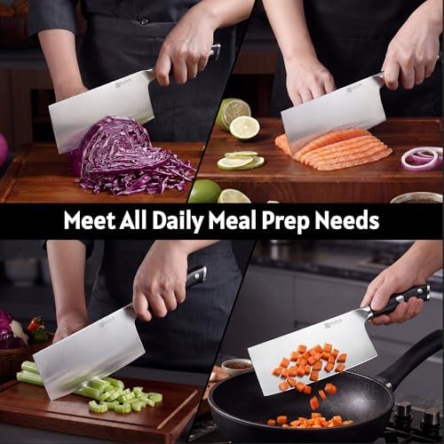 PAUDIN Cleaver Knife 7 Inch, Razor Sharp Chinese Chef Knife Dishwasher Safe, German High Carbon Steel Vegetable Cleaver with G10 Handle, Meat Slicing Slicer, Daily Meal Prep for Home and Restaurant - Image 3