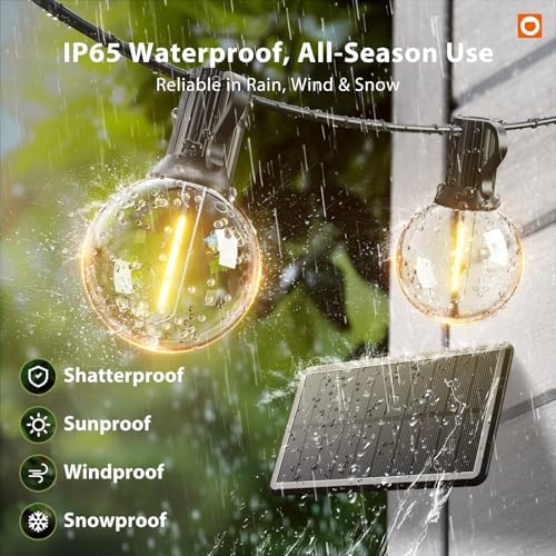 addlon 25FT 13LED Solar String Lights Outdoor Waterproof with Remote, USB - Image 3