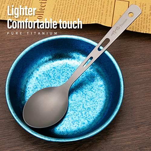 TiTo Titanium Cutlery Set Titanium Spoon Spork Knife Chopsticks Straw Portable Lightweight Outdoor Flatware Extra Strong 3/4/5 Piece Straw for Home Use/Travel/Camping/Picnic/Hiking Tableware (5-Piece) - Image 4
