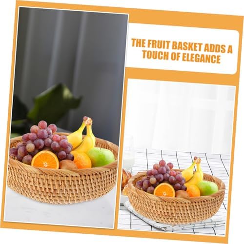 Handwoven Rattan round Basket for Fruit Snack Storage Organizer - Image 4