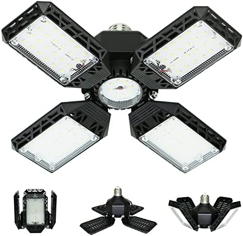 LED Garage Light,150W Deformable Garage Ceiling Lights,15000LM, 4 Adjustable Panels, E26/E27 Shop Lights for Basement, Barn, Workshop,High Bay Light by QiyuanLS