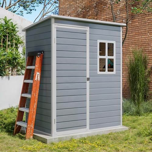 Gizoon 5x3 FT Outdoor Storage Shed, Resin Weatherproof Garden Shed, Gray by Gizoon