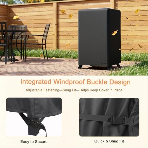 NettyPro Electric Smoker Cover, Heavy Duty Waterproof Vertical Smoker Cover for Masterbuilt Outdoor Square Grill Smoker, Black - Image 6