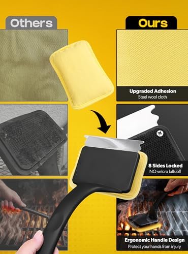MEKER 4 PCS Grill Replacement Head, Yellow (NO Grill Brush) - Image 5