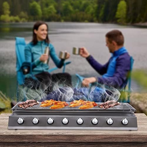 BBQ Gas Grill, Stainless Steel Tabletop 8 Burners Gas BBQ Grill Multi-function Outdoor Cooker for Outdoor Camping Picnic Restaurants, Barbecue stores - Image 4