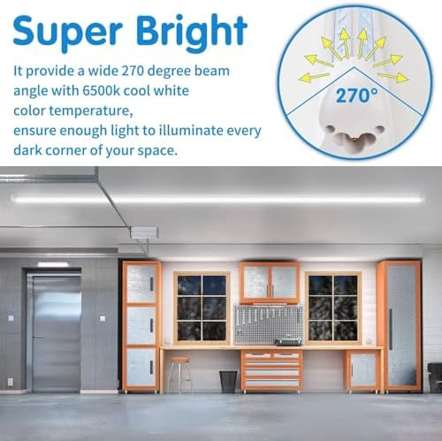 Led Shop Lights,Led Shop Lights 4FT 50W 6500K 7000LM Clear White,Shop Light 4FT 110V Linkable Integrated V-Shape for Shop Garage,Warehouse,Workbench and Workshop Commercial Bay Lighting(6-Pack) - Image 3