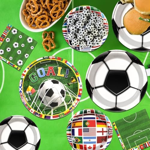 180pcs Soccer Plates and Napkins Party Supplies,Serves 60 - Image 4