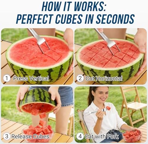 Watermelon Cutter Slicer,2-in-1 Stainless Steel Fruit Fork for Home Kitchen - Image 6