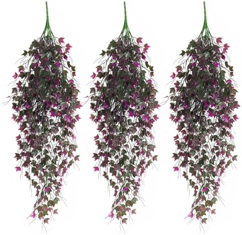 RECUTMS Artificial Hanging Plants Fake Ivy Plant Fuchsia Faux Hanging Vine by RECUTMS