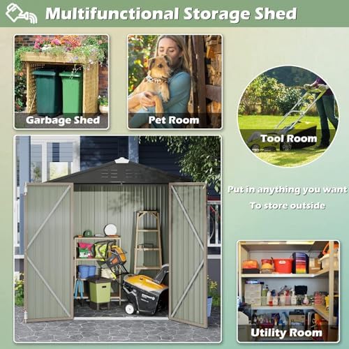Devoko 6x4 FT Outdoor Storage Shed, Brown - Image 3