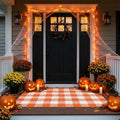 SEEKSEE Halloween Decor Buffalo Plaid Outdoor Rug 3' x 5' Orange and White Front Door Mat, Layering Rug for Porch, Halloween Doormat, Front Porch Rug for Outdoor Entrance Entryway Patio Porch Decor by SEEKSEE
