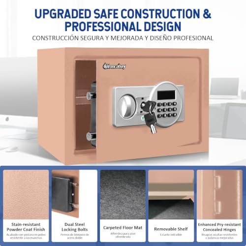 Voncabay Money Safe Box for Home with Digital Keypad, 0.8 Cu. Ft., Khaki - Image 4