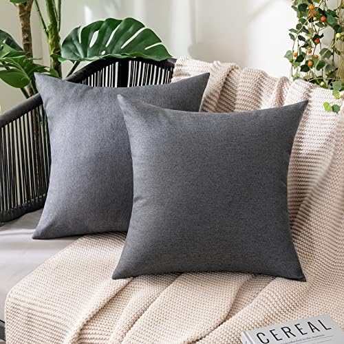 MIULEE Decorative Outdoor Pillow Covers Euro Waterproof 26x26 Dark Grey by MIULEE