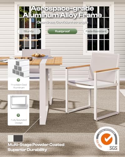 Outdoor Dining Table for 6, HDPS+ Aluminum Patio Dning Table - Image 4