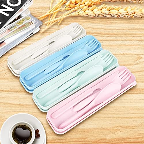YDYTOP Reusable Travel Utensils Set with Case, Pink Wheat Straw Portable Knife Fork Spoons Tableware, Eco-Friendly BPA Free Cutlery for Kids and Adults as Travel Picnic Camping Utensils - Image 6