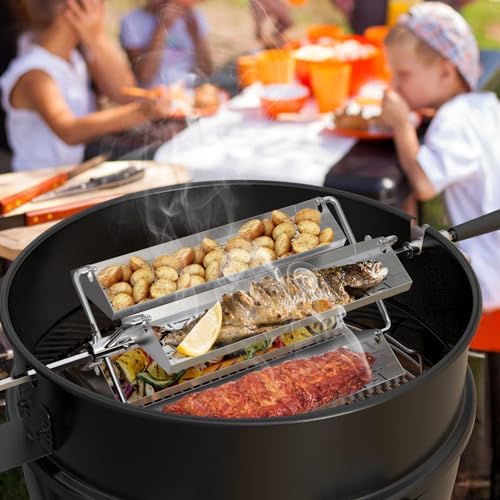 onlyfire Stainless Steel BBQ Rotating Tray Rotisserie Basket for Most Grill - Image 7