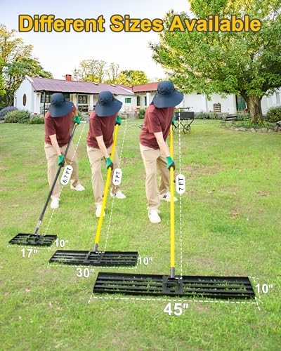 Lawn Leveling Rake, 30"x10" Heavy Duty Sand Leveling Tool with 7FT Long Handle, Steel Golf Rake for Soil, Compost, Gravel, Lawn Leveler for Yard, Garden, Golf Course, Landscaping Level Tool - Image 3
