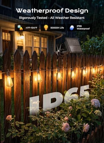 Brightown 37FT Solar String Lights Outdoor, 10+1 Shatterproof LED Lights - Image 3