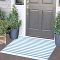 Front Outdoor Door Mat 2'x3',Light Blue Striped Outdoor Rug Machine Washable Cotton Layered Door Mat Entryway Throw Rug for Indoor Entrance by BUAGETUP